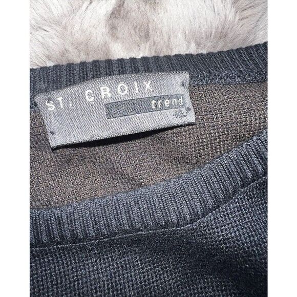 ST CROIX GRADUATED BOXES CREW NECK SWEATER, Geometric, XL, Black,squares,preppy - Picture 8 of 11